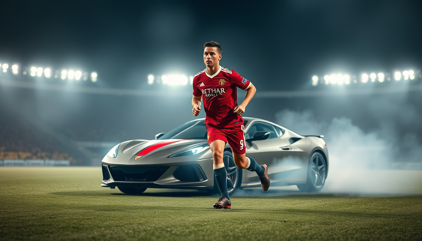Main art studio: erstelle ein bild wo ronaldo ein auto isst
