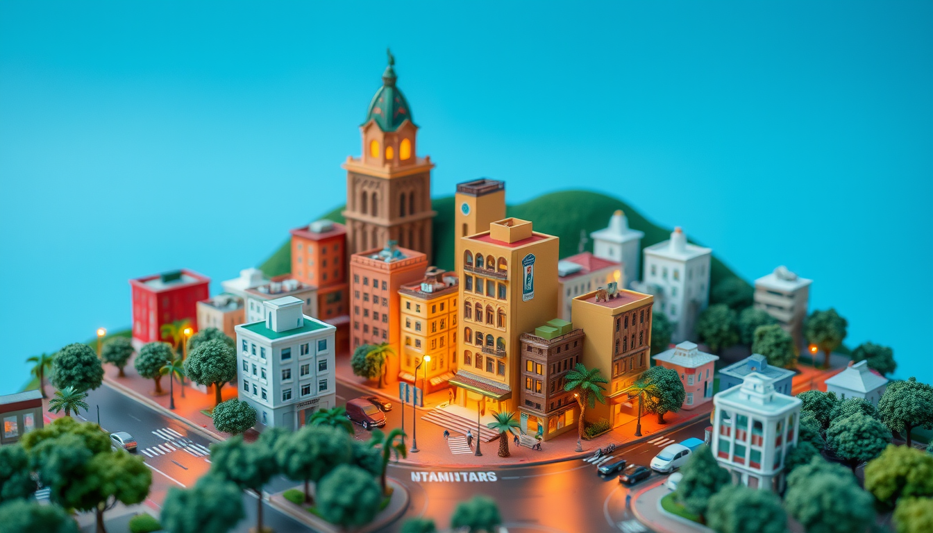 Main art studio: miniatura de uma cidade compacta brasileira bem bonita com estações