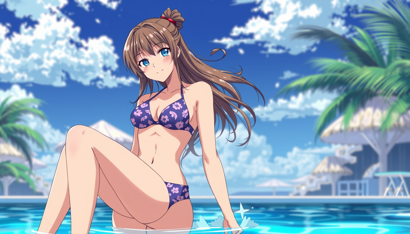 Main art studio: beautiful women wearing swim suit anime 4k