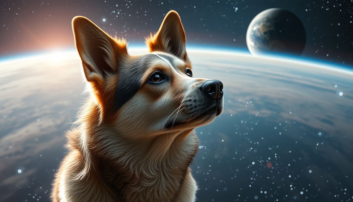 Main art studio: Erstelle ein Bild von einem Hund im Weltraum