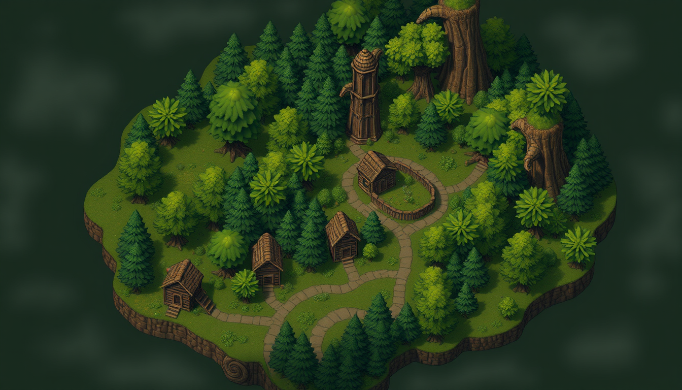Main art studio: i need a d&d map for a forest with tree houses