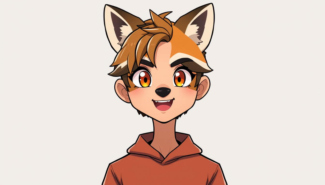 VTuber idea created from the prompt: vtuber avatar character, anime style, expressive face, streaming-ready design, garçon mignon et beau avec une parti du visage renard , clean