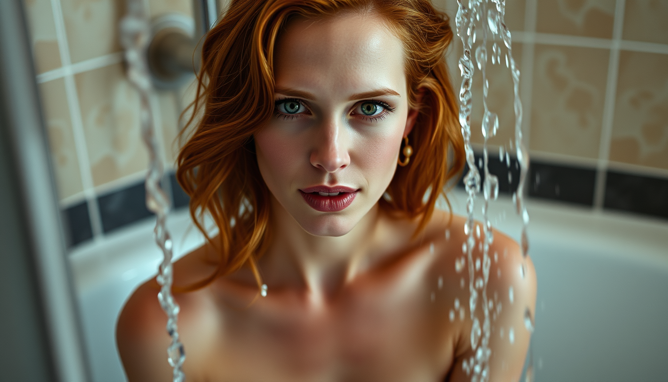 AI Art prompt example created from the prompt: Hot Jessica Chastain in shower
