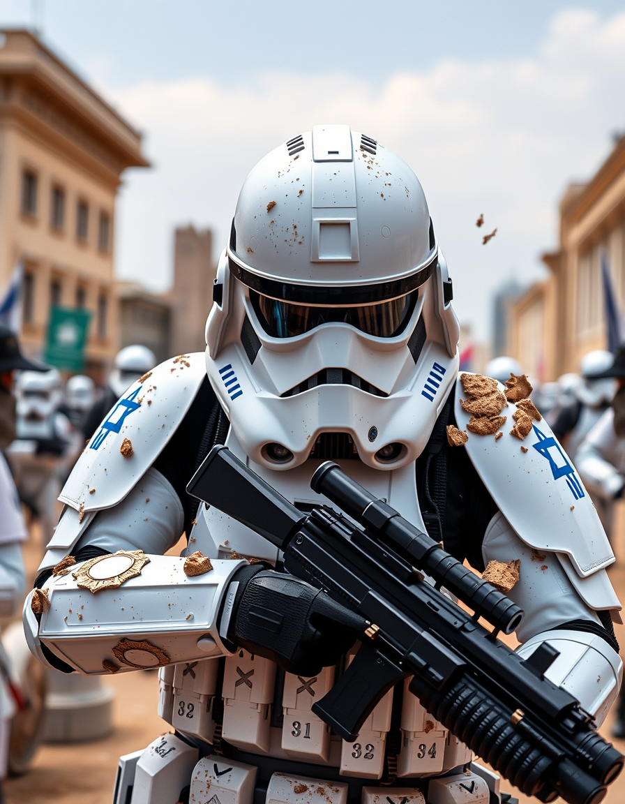 Main art studio: Storm trooper with destroying israel flag