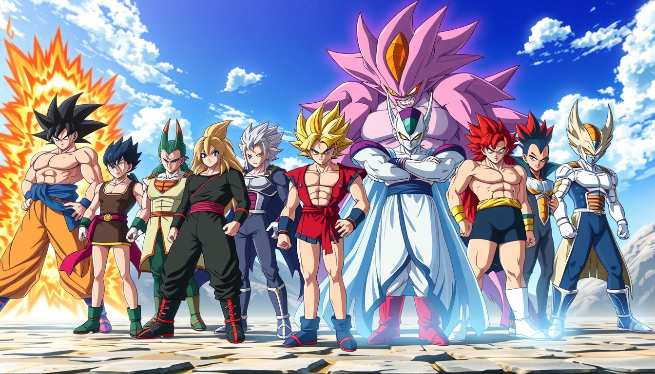 AI Art prompt example created from the prompt: Create an image where all the powerful and legendary characters of various animes are present in one picture who are standing in their best