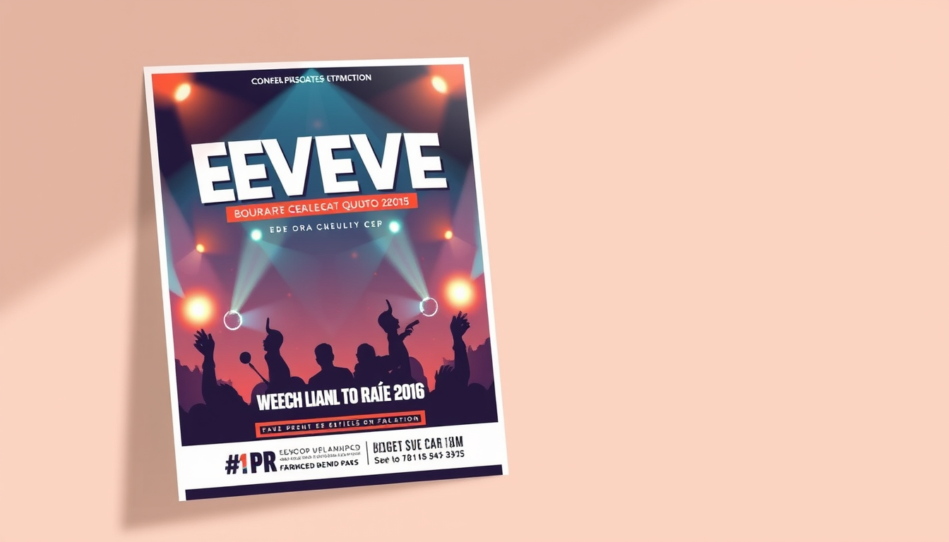 Flyer idea: event flyer design, bold eye-catching layout, clear hierarchy, space for text, Puedes ayudarme un flyer , print-ready flyer