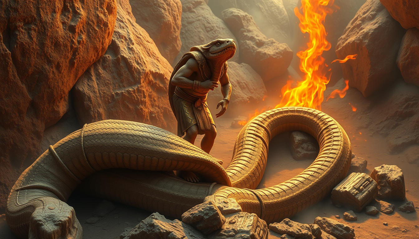 Main art studio: un serpent egyptien entourent l'bélisque