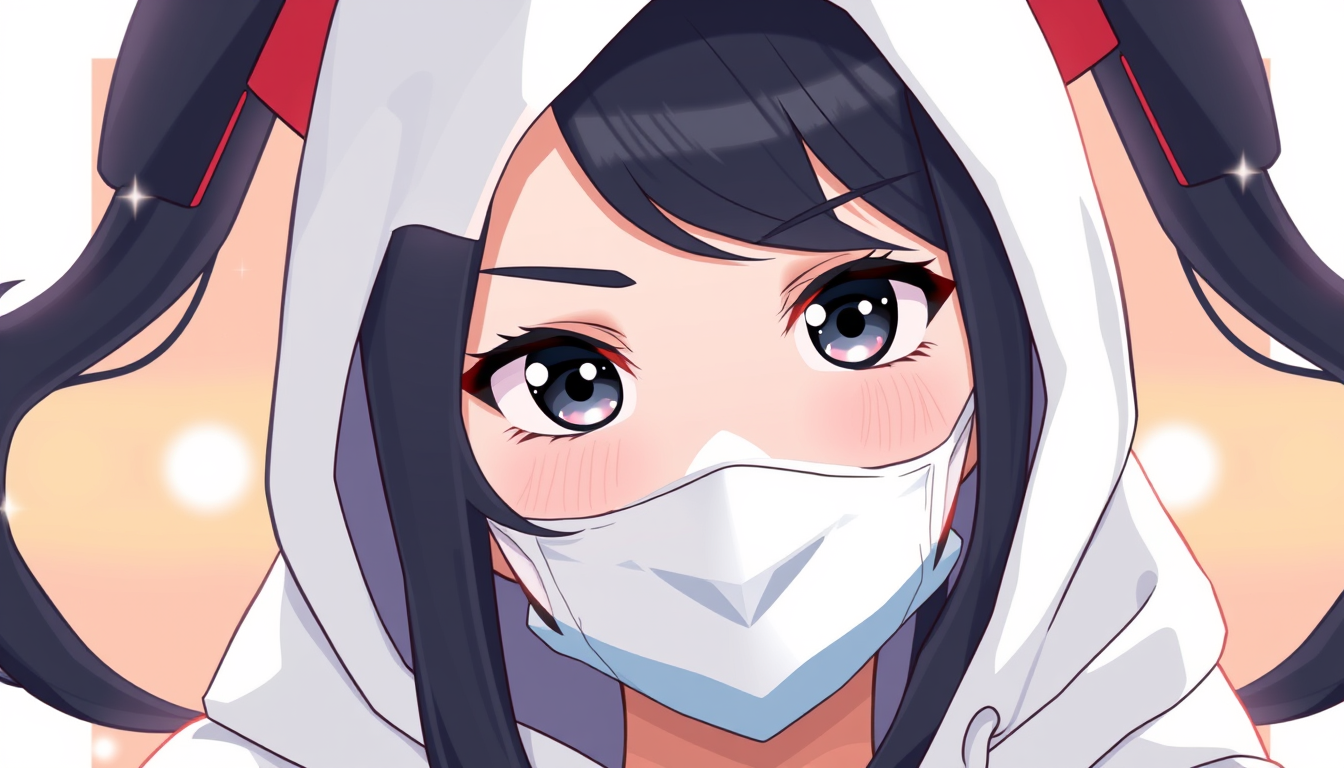 VTuber Avatars idea: vtuber avatar, anime style bust, expressive eyes, streaming overlay ready, I want her to have black hair, wear a white hoodie, have black eyes, and we
