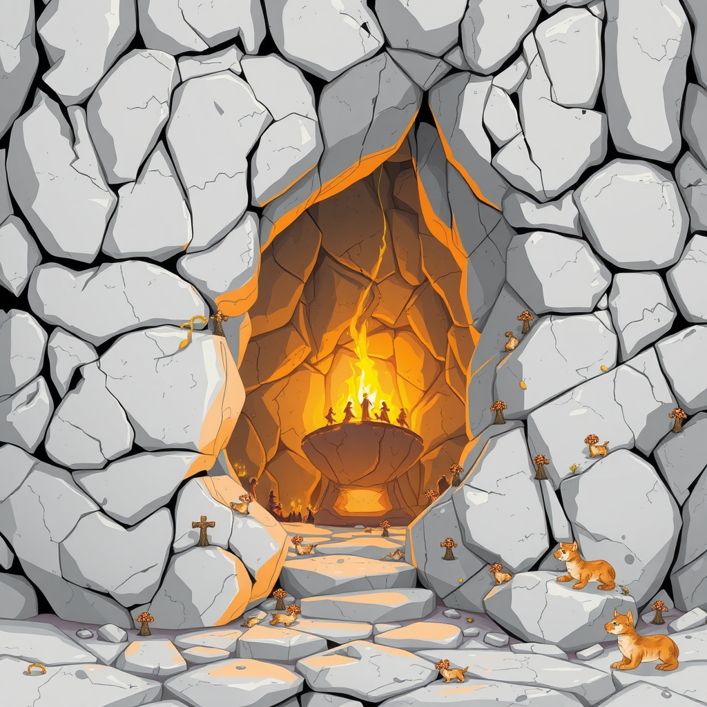 Main art studio: immagine di una pietra cava, bianca e rotonda ben lavorata e levigata, sul sopra della roccia c'è un buco di medie dimensioni, mentre tutto intorno al