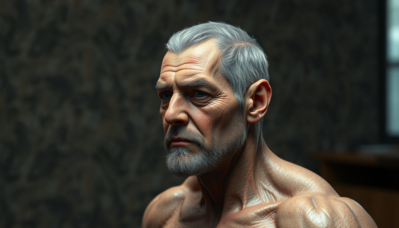 Realistic Images idea: photorealistic generated image, natural materials and skin texture, physically plausible lighting, ganzkörperfigur alter 60, rundlich üppiger busen ,t