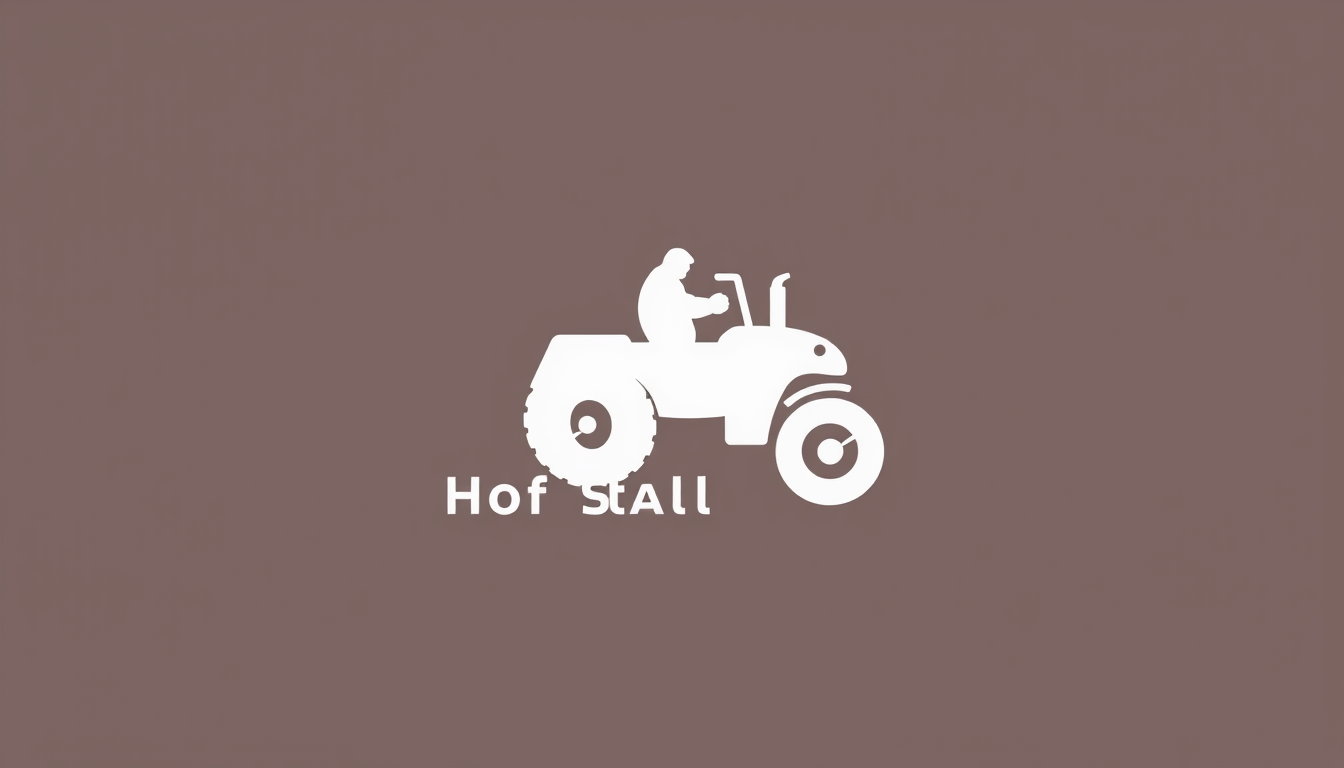 Logo idea created from the prompt: logo design, clean minimal mark, bold simple shapes, balanced composition, Hof Stall Kuh Traktor , versatile brand logo