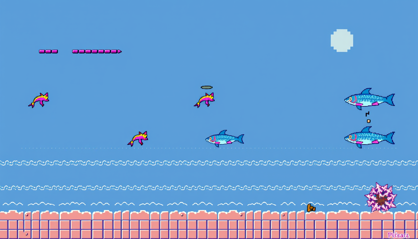 Sprites idea: pixel art game sprite, clean pixel grid, retro 16-bit palette, 흰색 머리 띠에 뒤에 겅은 머리카락에 포니 테일을 하고 앞에 머리카락들이 있어. 검은색에 흰색 라인이 있고 몸매에 밀착되고 짧은 바지와 짧은 소매가 합쳐진 