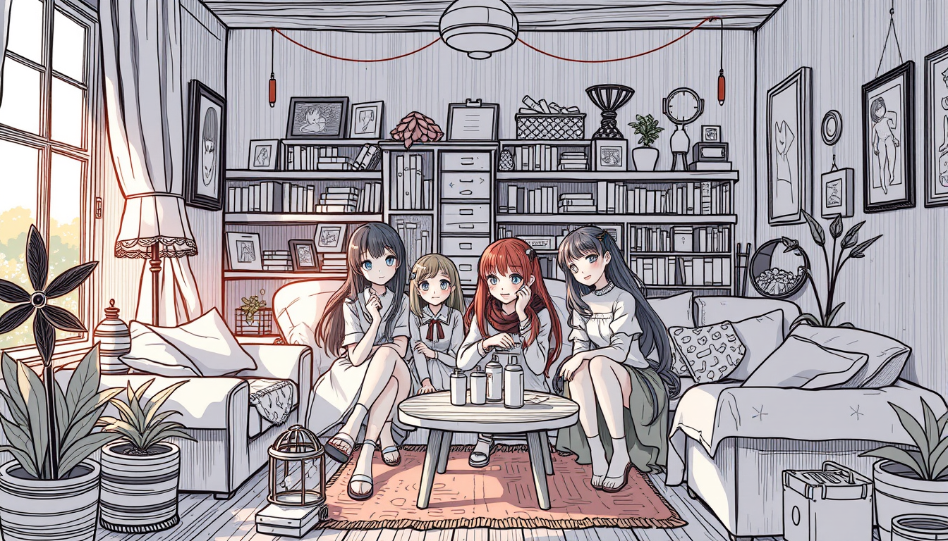 Main art studio: Draw a lot of girls in a house there must be about a thousand