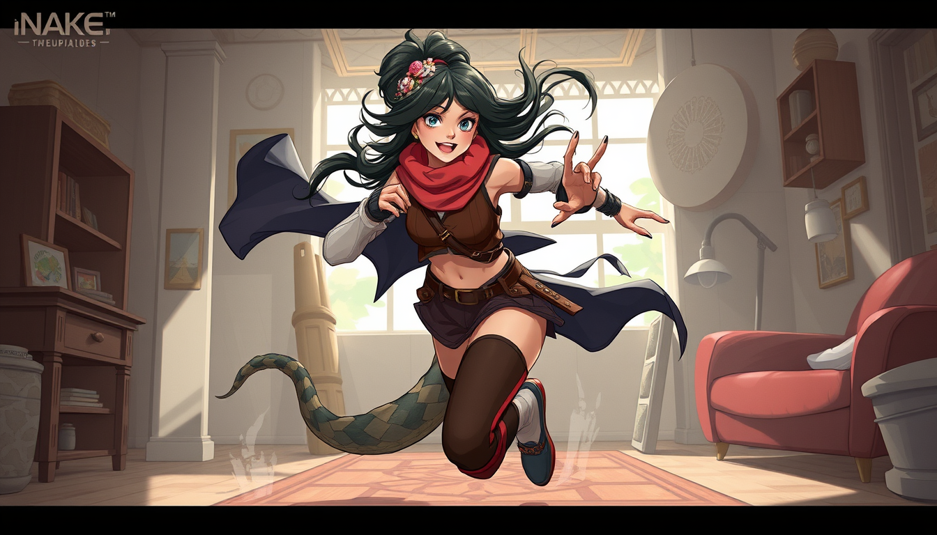 Characters idea: original character design, detailed outfit and accessories, expressive personality, nake woman running in the house , character concept art illustrati
