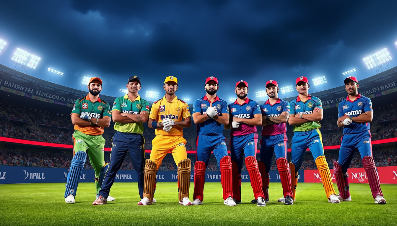 Main art studio: cteate the post for the crecket tournament to IPL2027 with every team captones of there team T20