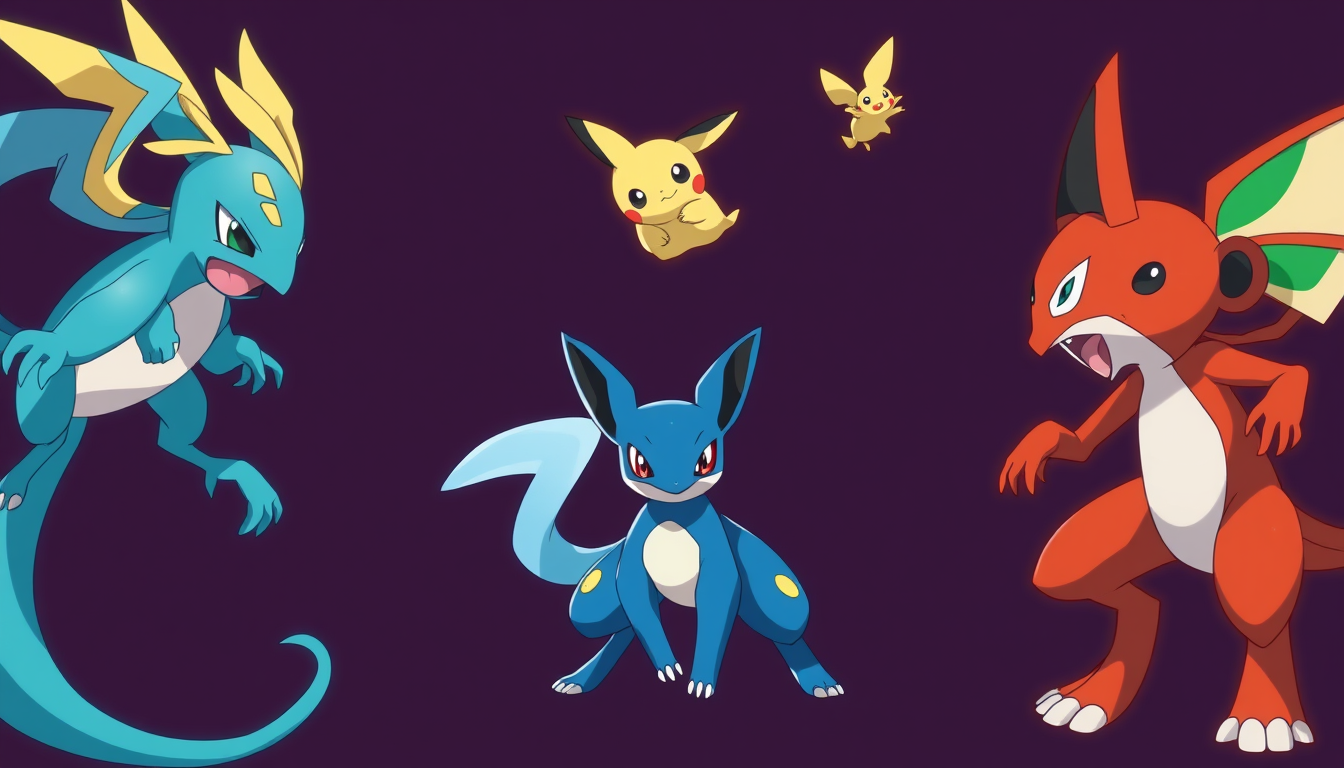 Wallpapers idea: wallpaper art composed around screen ratio, icon readability, and quiet negative space, deliberate composition, pokemon-style walpaper, central lucari