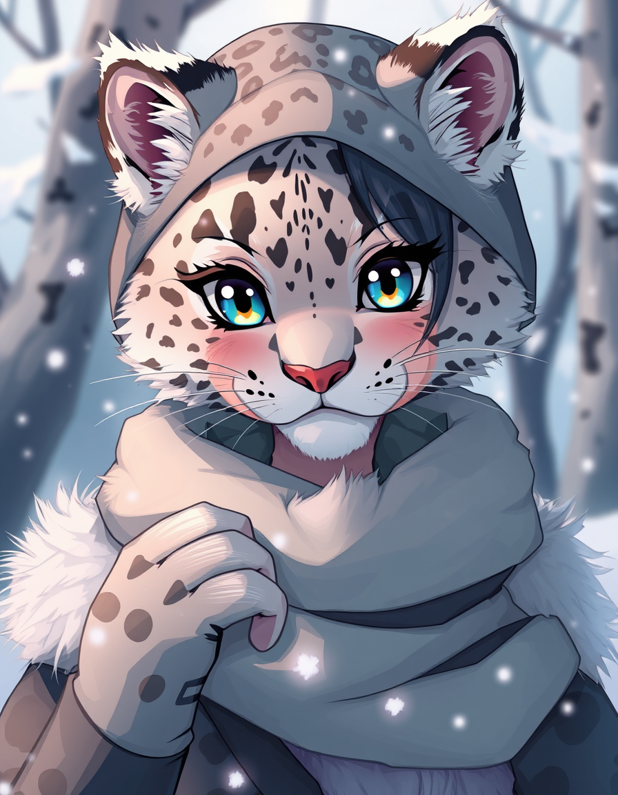 Main art studio: Furry anime snow leopard girl