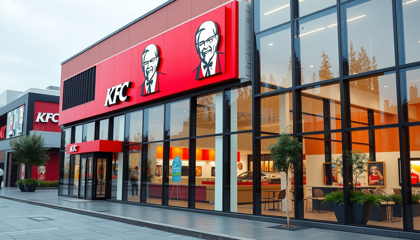 Main art studio: office buildings kfc style with glass windows so you can see the interior