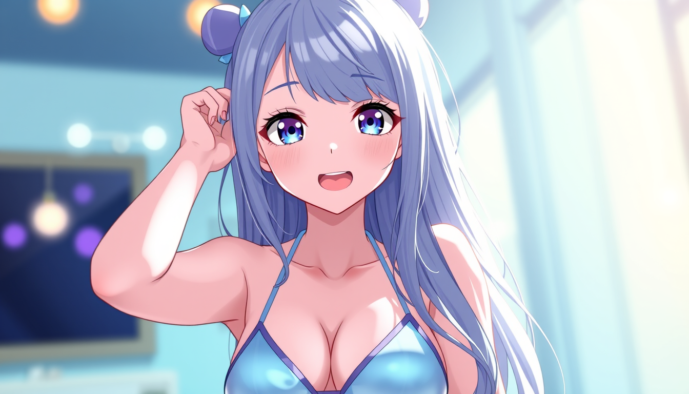 Main art studio: vtuber avatar, anime style, expressive eyes, soft rim light tounge out bikini