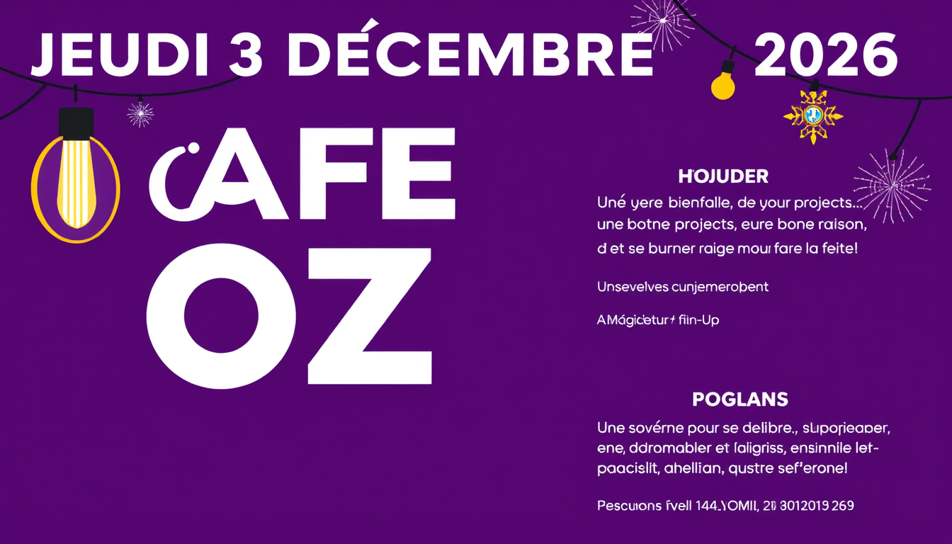 Poster idea created from the prompt: poster design, bold striking composition, strong focal point, space for headline, Une affiche moderne jeune tendance JEUDI 3 DÉCEMBRE 2026 •