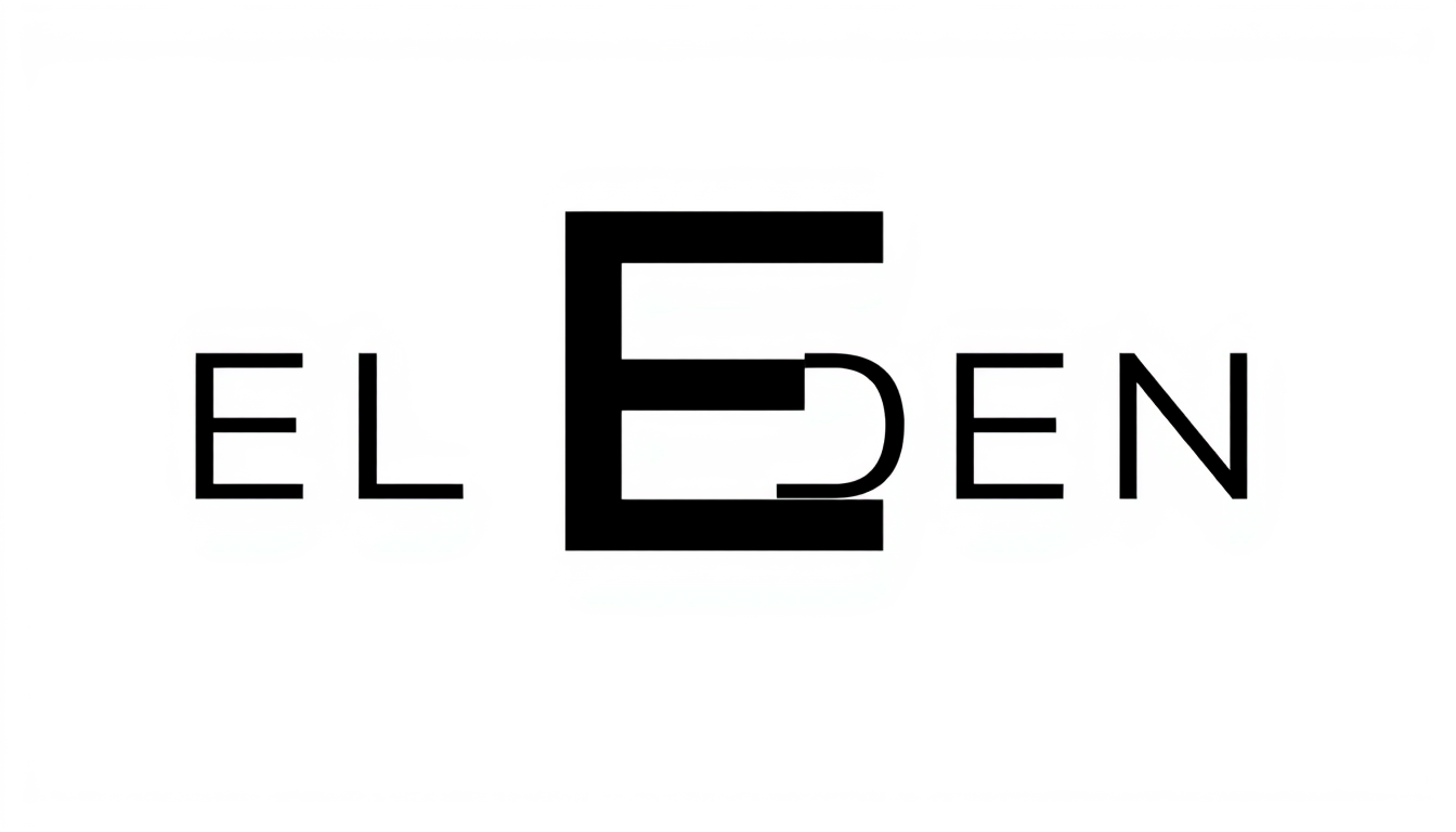 Main art studio: ELUDEN. Create a world-class luxury wordmark for a new international entertainment brand. Custom geometric sans-serif lettering, uppercase, highly dis