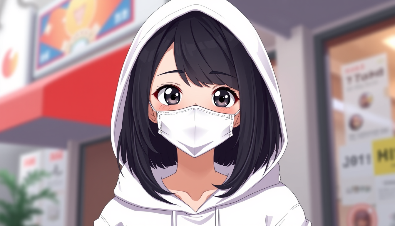 VTuber Avatars idea: vtuber avatar, anime style bust, expressive eyes, streaming overlay ready, I want her to have black hair, wear a white hoodie, have black eyes, and we