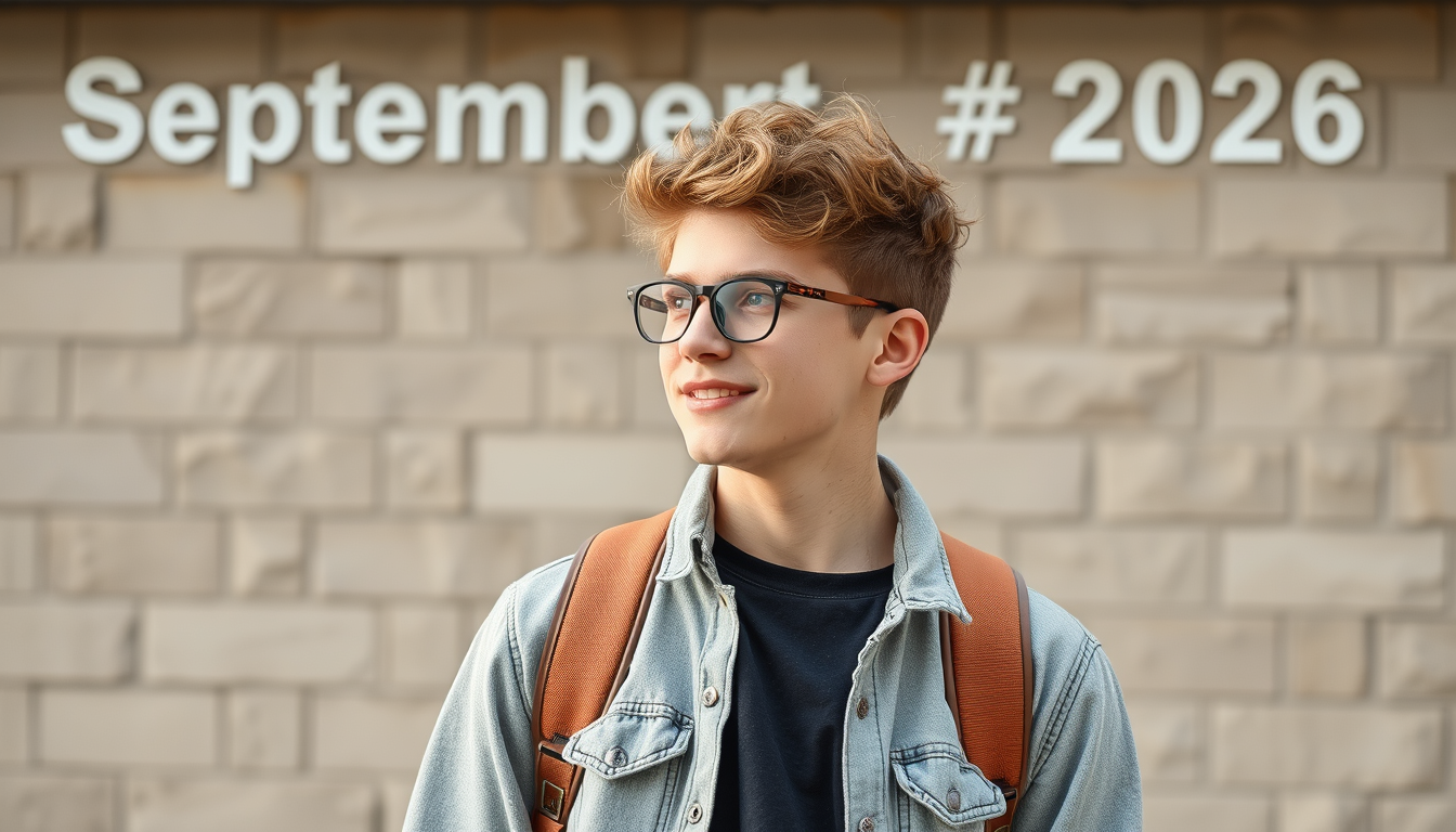 Main art studio: male ein bild schlurfender Teenager und highlight dazu 2 September 2026 als Datum Schulanfang