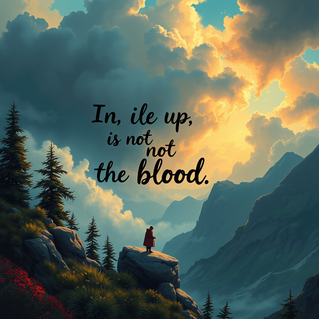 Wallpapers idea: wallpaper artwork, wide atmospheric scene or bold pattern, high detail, Giving up is not in the blood, sir. It's not in the blood Add this quote into