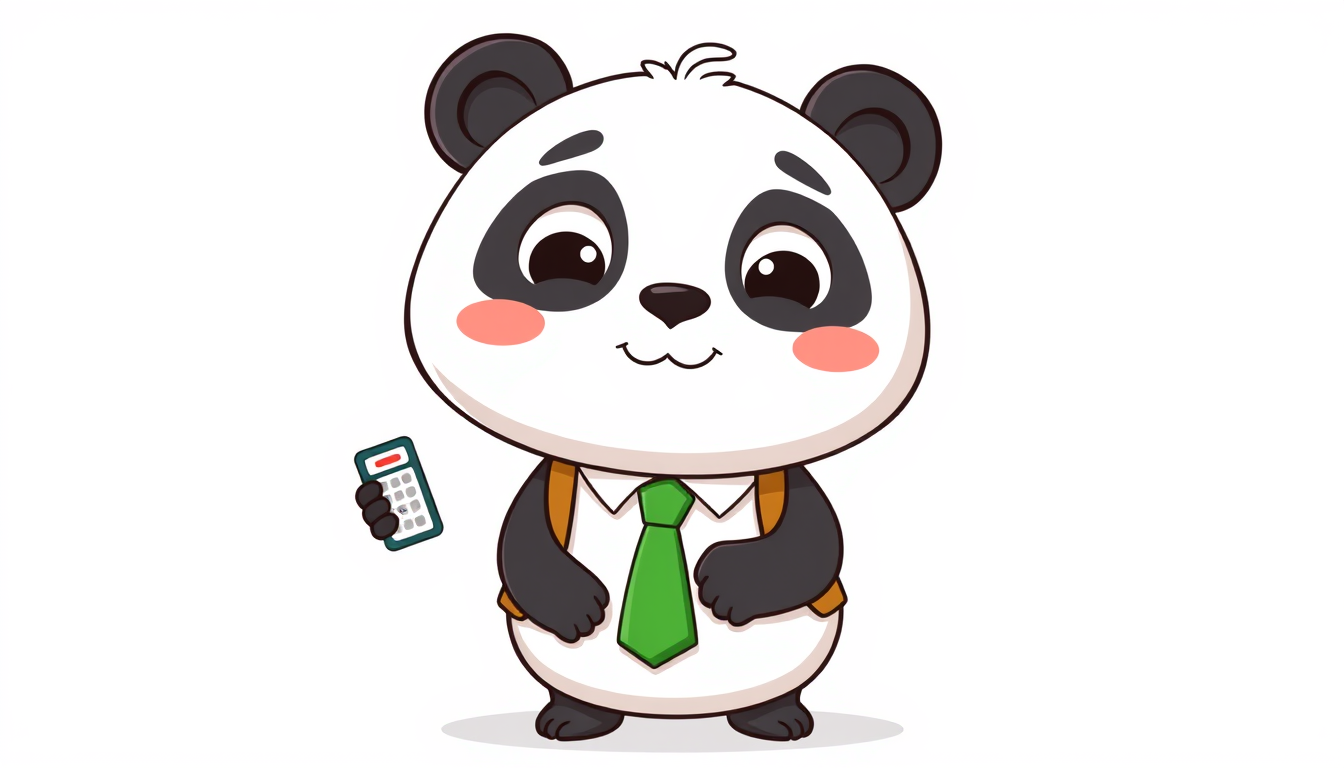 Main art studio: “A completely original cute cartoon panda character named Pandu, designed for an educational YouTube channel about money and economics. Friendly curio