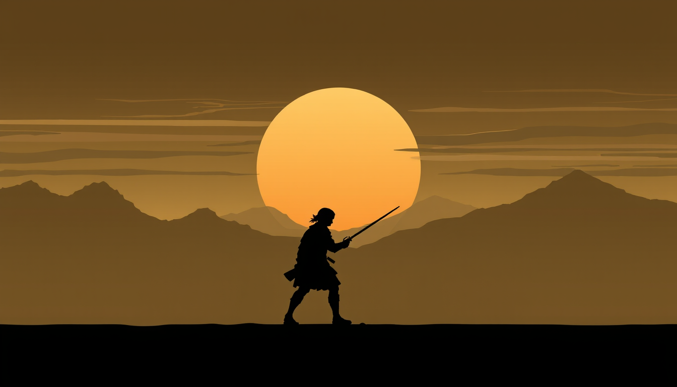 Sprite idea created from the prompt: a single readable game sprite with a controlled silhouette, palette, scale, and viewing angle, deliberate composition, un gerier samourai tr