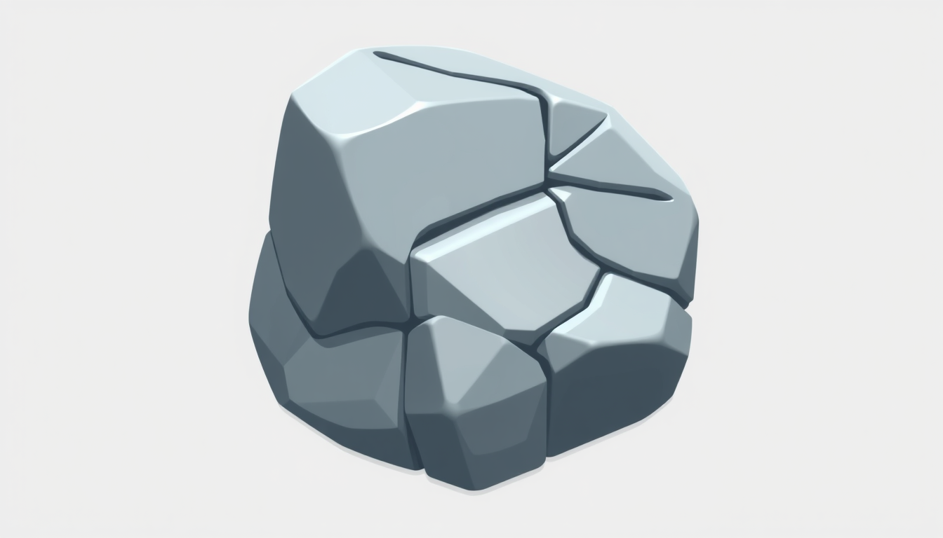 Game Asset idea created from the prompt: 2D game asset, clean isolated object, consistent art style, chunky grey rock for a roblox icon , game-ready asset illustration