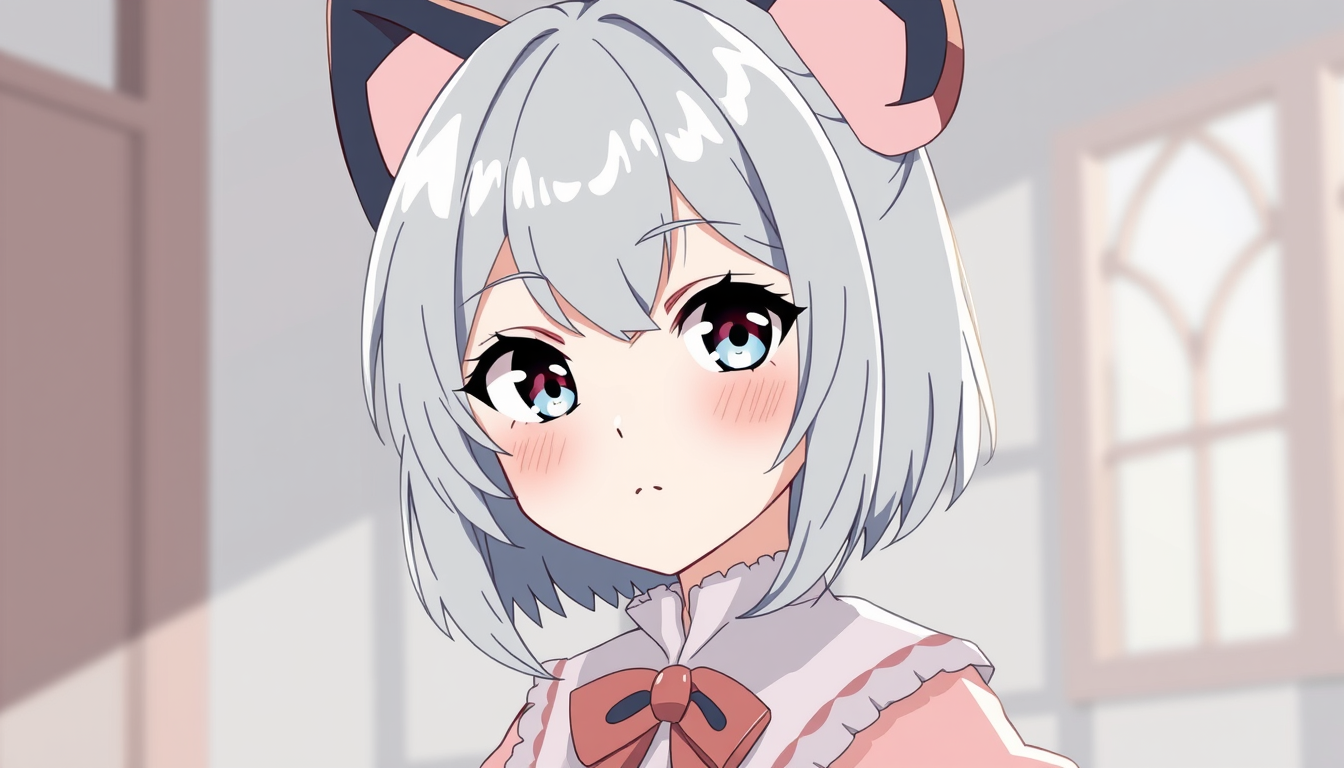 Characters idea: an original character defined by silhouette, role, outfit, palette, and expression, deliberate composition, Make me a girl character with greyish-ligh