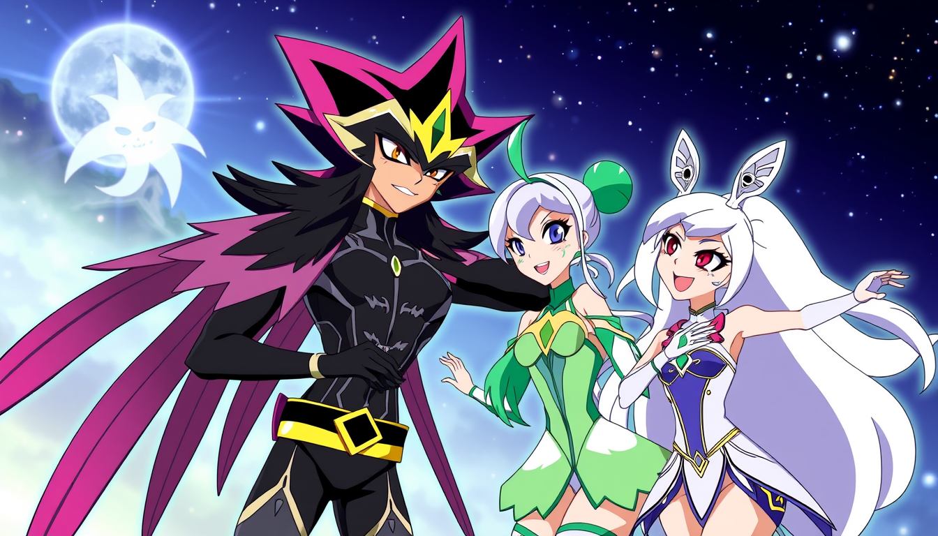AI Art prompt example created from the prompt: Yugioh Crow Hogan and Roxy from winx club pose together