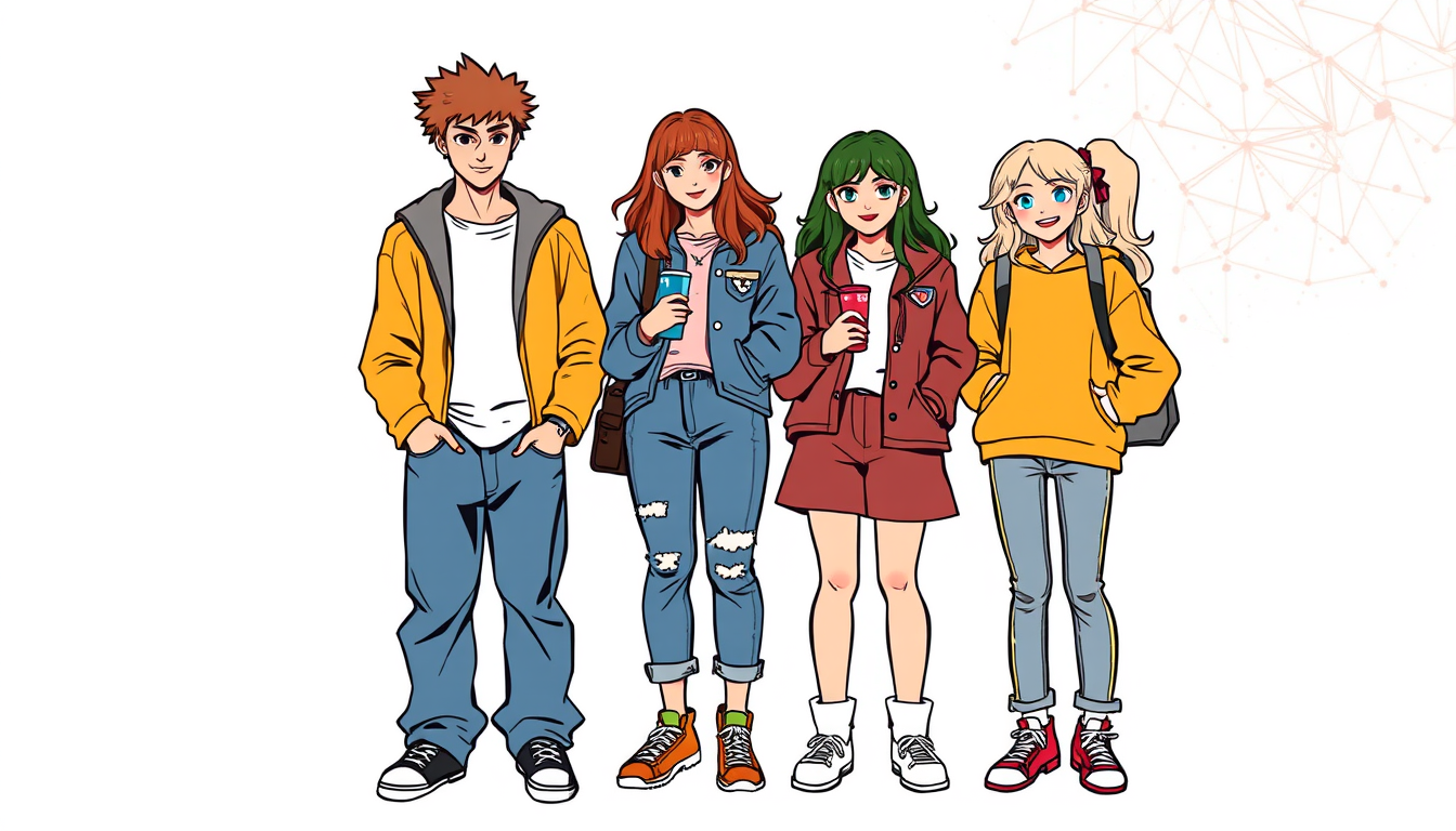 Main art studio: Ich hätte gerne so ein wie ein Fuß Bild wo die also darauf zu sehen zwei Jungs und drei Mädchen sein und halt noch so. Die Hose soll auch noch drauf s