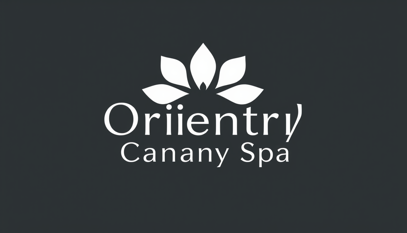 Logo idea: logo design, clean minimal mark, bold simple shapes, balanced composition, as un logo que ponga Oriental canary Spa y que tenga algo q ver con el bien