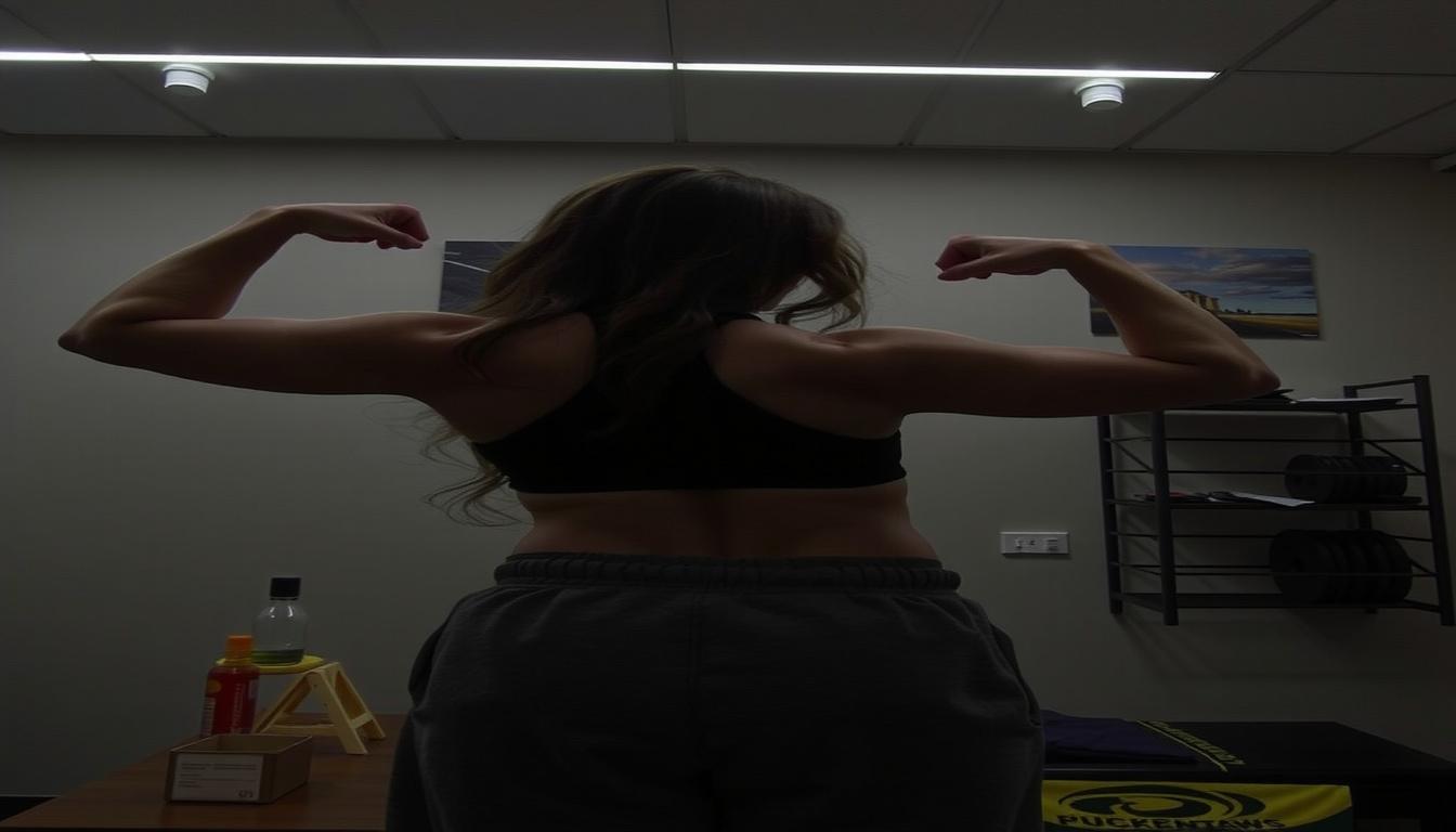 Main art studio: Begin with her hand fully covering the camera, making the frame completely black. She quickly moves it away, revealing the same room, lighting, clothi