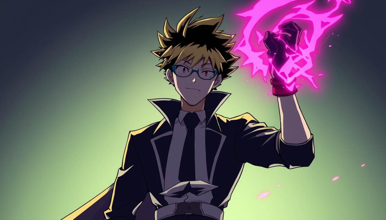 Characters idea: an original character defined by silhouette, role, outfit, palette, and expression, deliberate composition, voglio un personaggio stile my hero academ