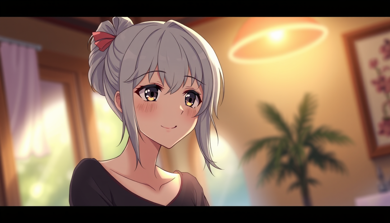 Main art studio: Eine attraktive Anime Frau ist gefesselt