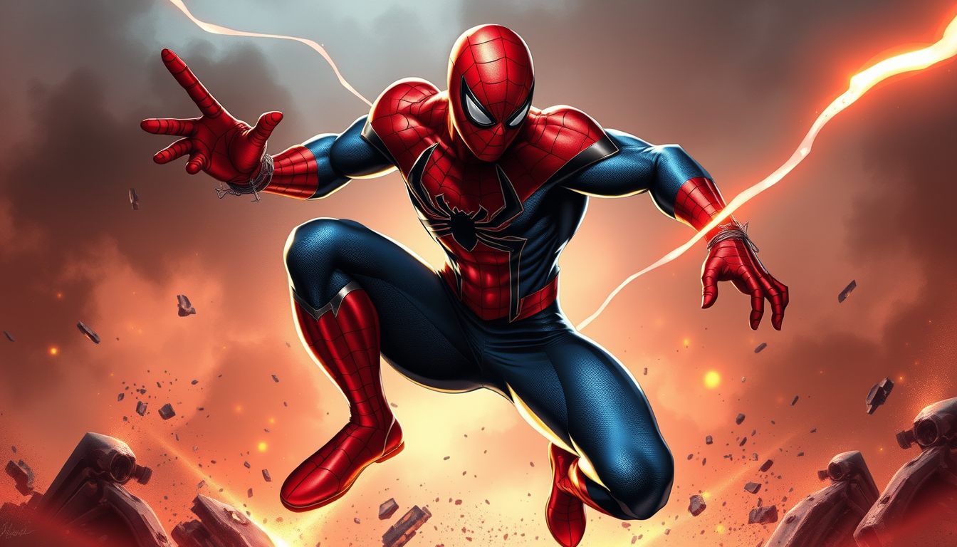 Superhero idea created from the prompt: original superhero character design, dynamic pose, bold costume, dramatic lighting, comic art energy, Spiderman muscle kustüm für Kinder zum