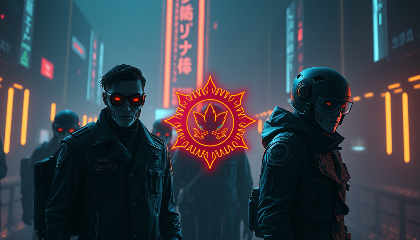 Main art studio: Theme Cyberpunk. Tone light. Type: Human Fellowship Personnel Files may include an emblem