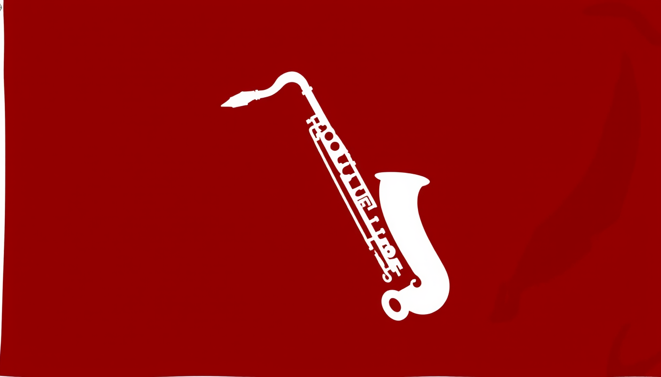 AI Art prompt example created from the prompt: make a flag with a maroon background and a saxophone] printed on it \