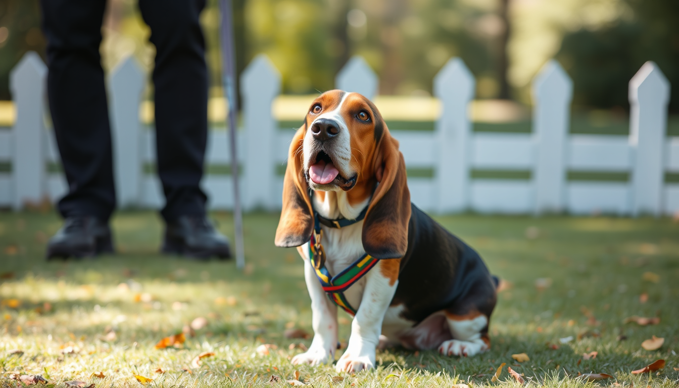 Main art studio: un basset hound faisant un doigt d'honneur.