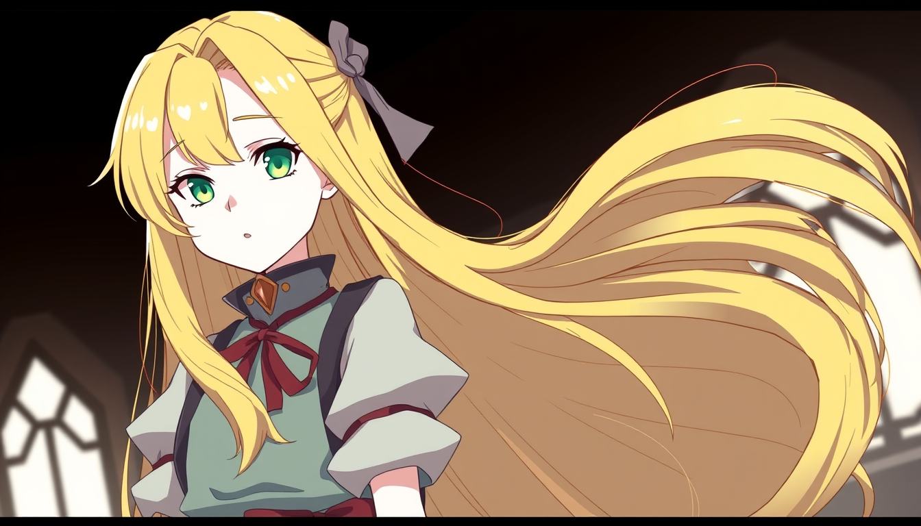 Characters idea: an original character defined by silhouette, role, outfit, palette, and expression, deliberate composition, A girl with long blonde hair and white ski