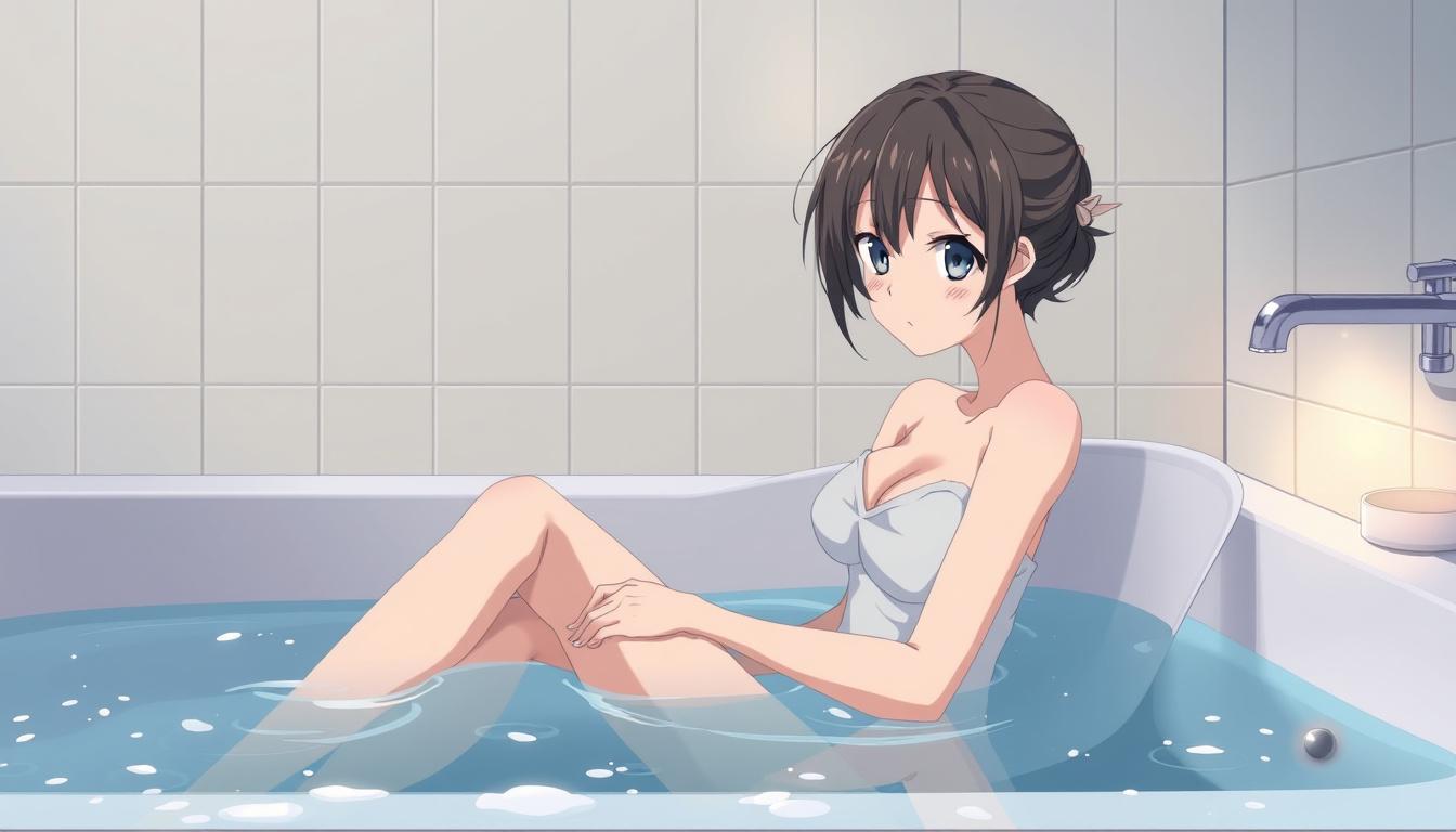 Main art studio: A woman in a bath in an anime style