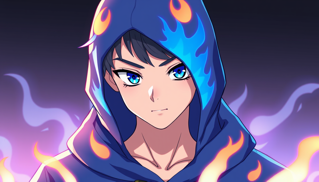 VTuber Avatar idea created from the prompt: vtuber avatar, anime style bust, expressive eyes, streaming overlay ready, Blue low taper fade like the ninja YouTuber blue hoodie with blue