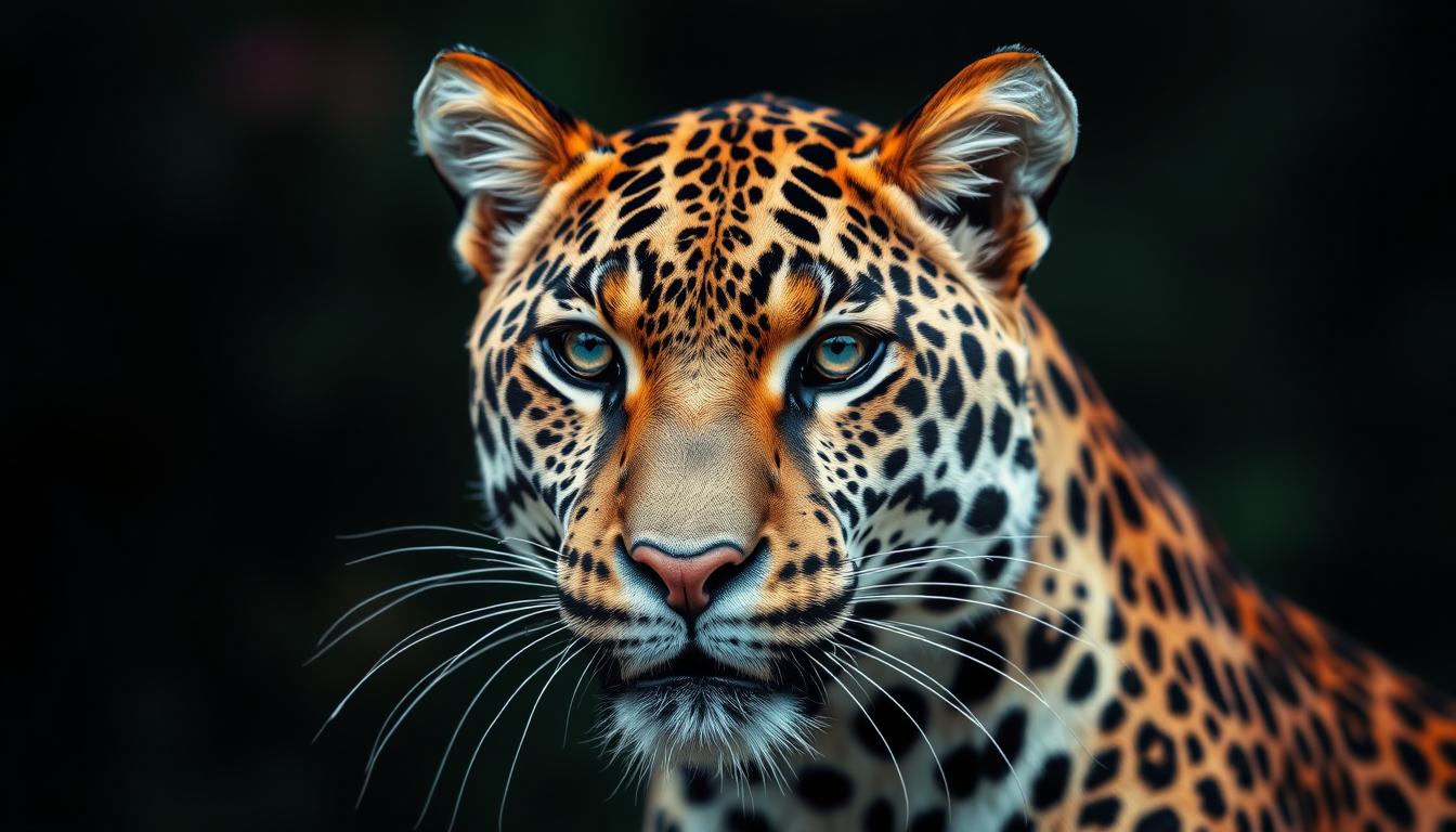 Main art studio: Mache mir ein Leoparden, wo ich den Kopf sehe, aber nur den Kopf, kein Rücken, Nacken oder irgend sowas. Dieser Leopard soll realistisch aussehen, abe