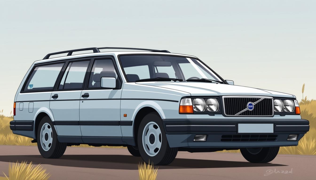 Main art studio: Anime-style Volvo 940 station wagon