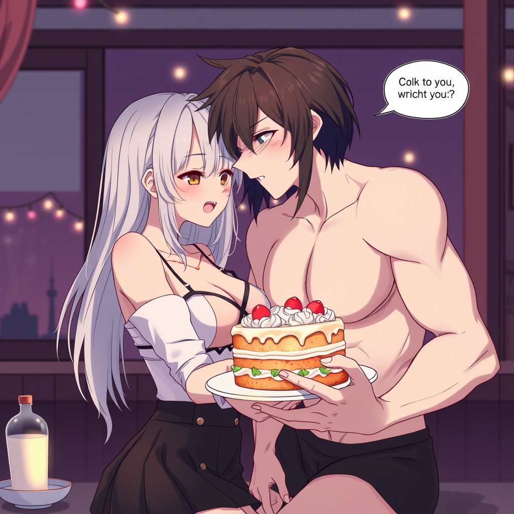 AI Novel Image idea created from the prompt: NovelAI inspired anime illustration, refined character design, soft cel shading, girlfriend (friday night funkin'), futanari, transgender, c
