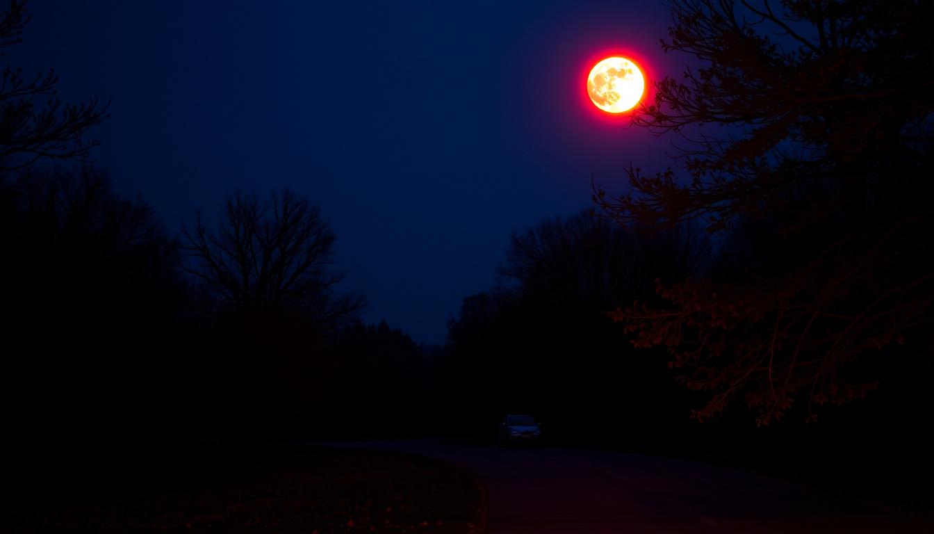 Main art studio: Une lune rouge avec écrit calimoon en bas