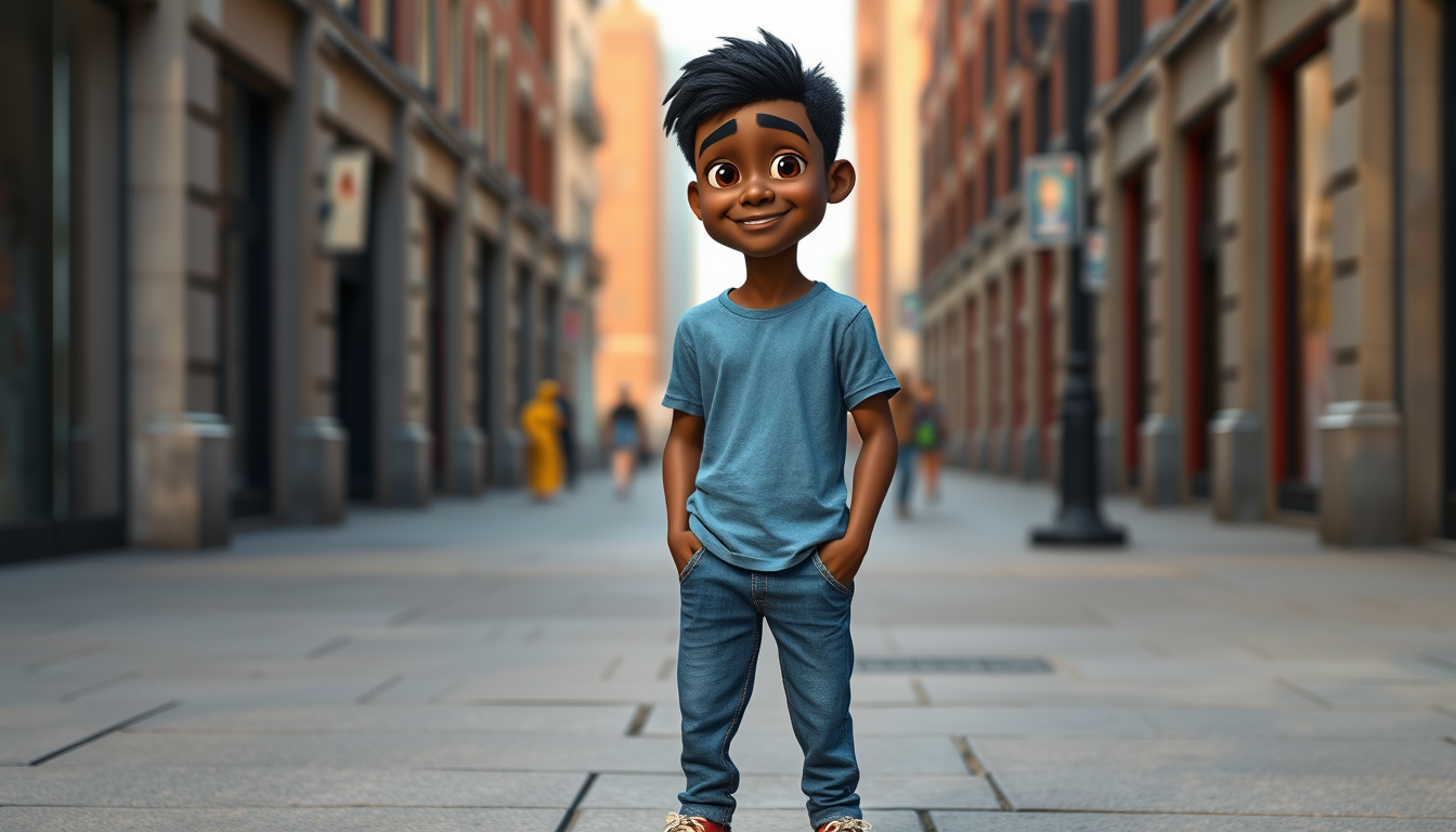 AI Art prompt example created from the prompt: A high-quality 3D animated movie character of a handsome 25-year-old Black American man named Daniel. He has short black hair, warm brown ey